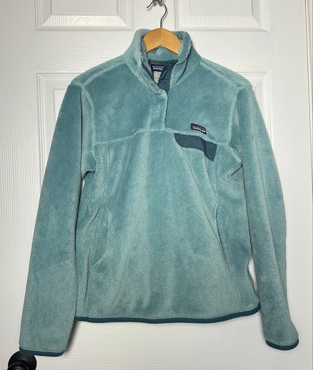 Patagonia Re-Tool Snap-T Fleece Pullover Mint Green Womens MEDIUM Teddy jacket